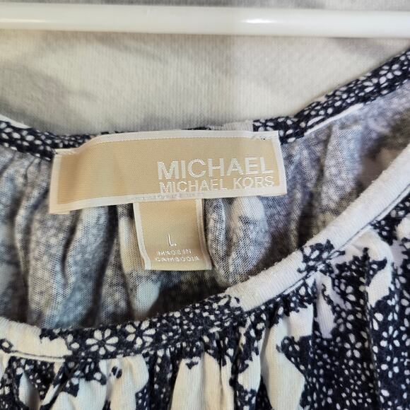 Micheal Kors Blue/White Floral Blouse Women's Size L - Picture 2 of 6